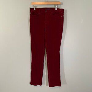 Talbots straight simply flattering 5 pocket maroon‎ corduroy casual career pants
